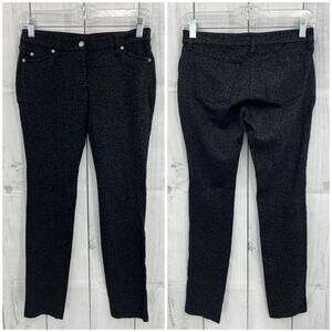 Eileen Fisher 2 Black Floral Stretchy Skinny Ankle Pants Slim Fit Trousers